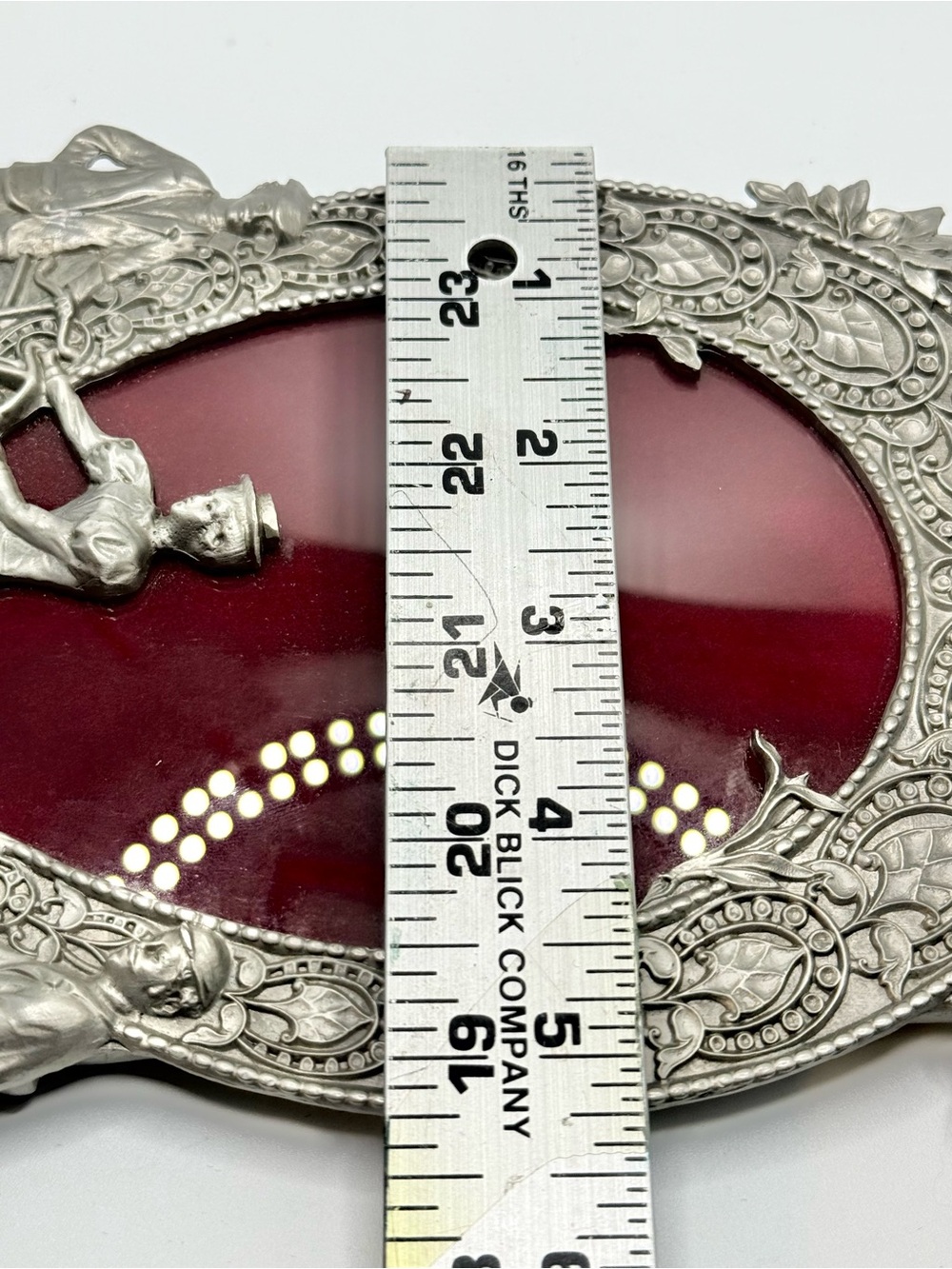 VTG Filigree Pewter Picture Frame Victorian Parisian Bicycle scene 4x6- 7X8 - Picture 8 of 8